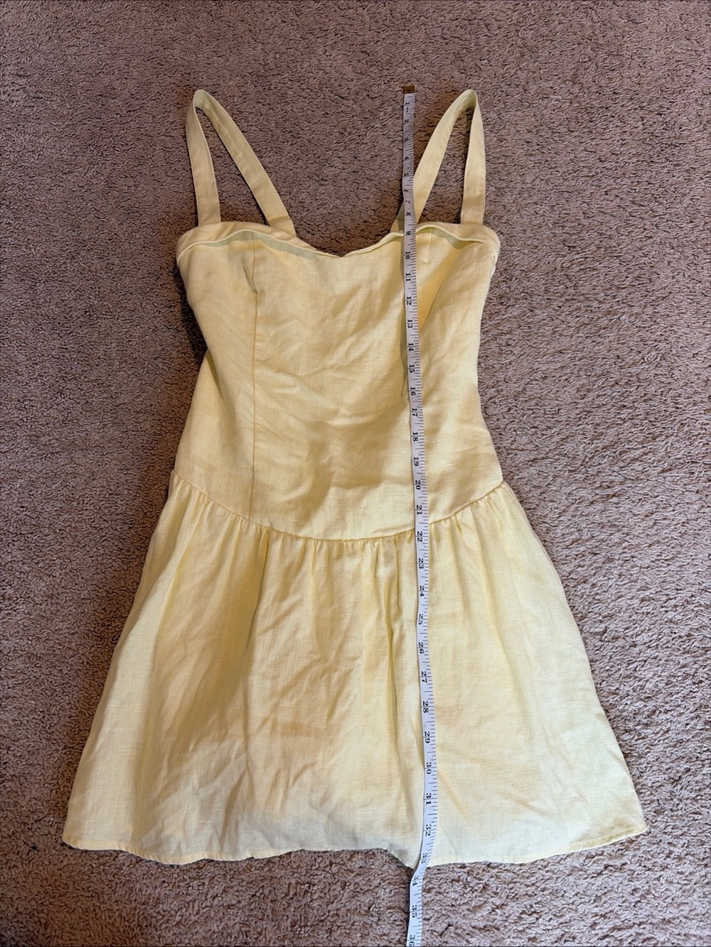 Abercrombie Butter Yellow 100% Linen Drop Waist Mini Dress Built In Shorts Small - Picture 3 of 9